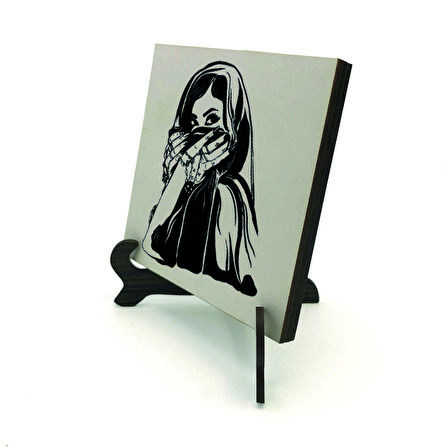 Peçeli Kadın ÇizimiBaskılı MDF Masaüstlük