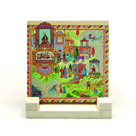 Saray Bahçesi MinyatürüBaskılı MDF Masaüstlük