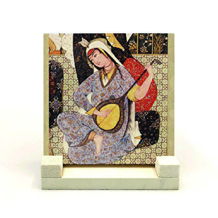 Müzisyen Kadın MinyatürBaskılı MDF Masaüstlük