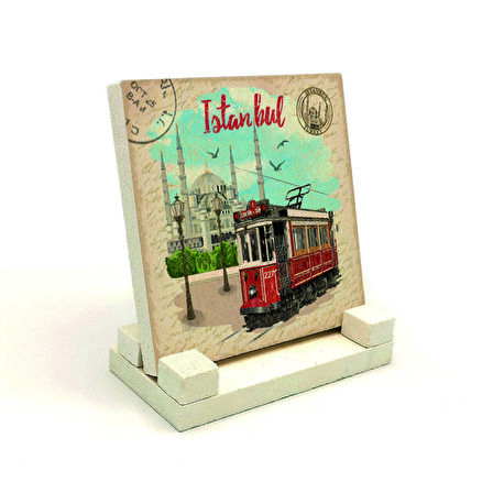 Nostaljik Tramvay Baskılı MDF Masaüstlük