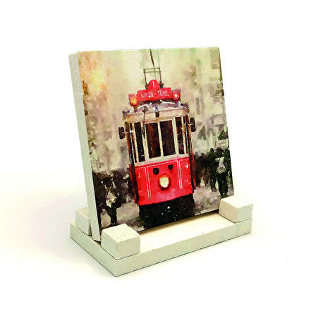 Nostaljik Tramvay Baskılı MDF Masaüstlük