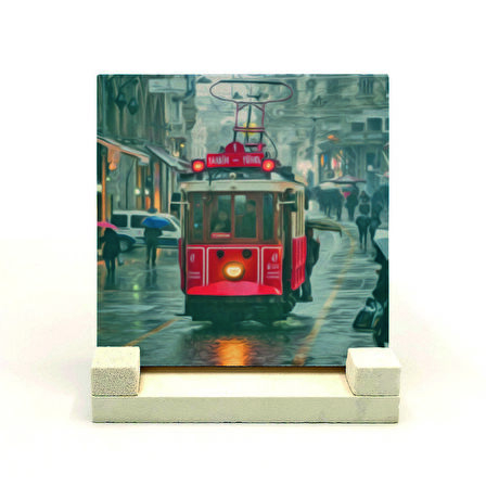 Nostaljik Tramvay Baskılı MDF Masaüstlük