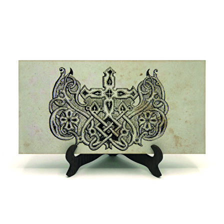 Haçlı Kral Tacı Motifi Baskılı MDF Masaüstlük