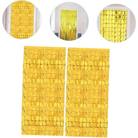 Ekstra Metalize Altın Renk Disko Dikdörtgen Kesim Kapı Perdesi Dekorasyon 1x2 Metre -MİRAYLİFE