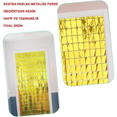 Ekstra Metalize Altın Renk Disko Dikdörtgen Kesim Kapı Perdesi Dekorasyon 1x2 Metre -MİRAYLİFE