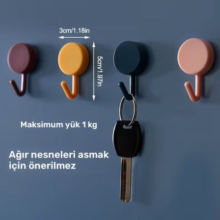 Kendinden Yapışkanlı Renkli Duvar Askısı (10LU SET) -MİRAYLİFE