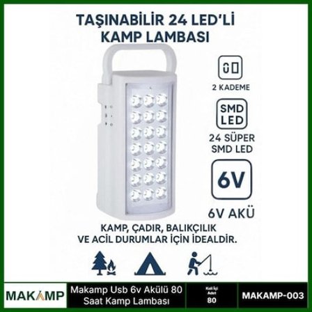 USV 6V AKÜLÜ 80 SAAT KAMP LAMBASI IŞILDAK -MİRAYLİFE