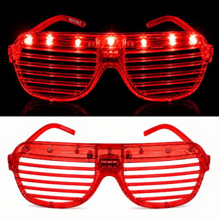 LED Işıklı Panjur Parti Gözlüğü Kırmızı Renk Shutter Gözlük -MİRAYLİFE