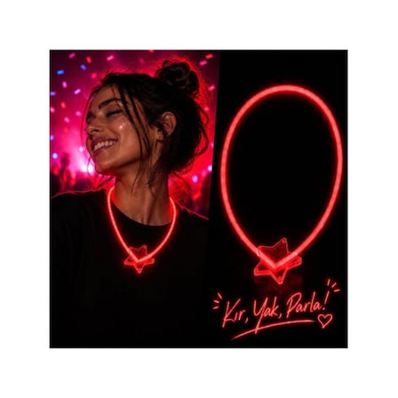 Glow Yıldız Kolye Neon Fosforlu Işıklı Kolye Pembe Renk -MİRAYLİFE