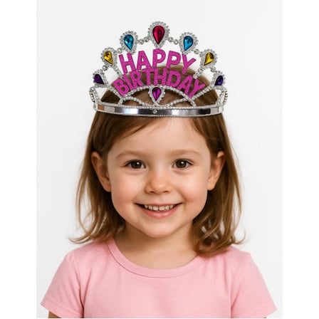 Gümüş Renk Happy Birthday Yazılı Doğum Günü Tacı 60 cm -MİRAYLİFE
