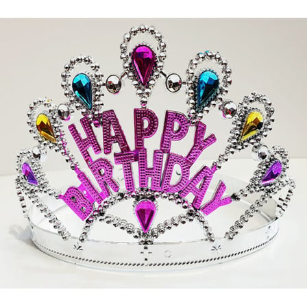 Gümüş Renk Happy Birthday Yazılı Doğum Günü Tacı 60 cm -MİRAYLİFE