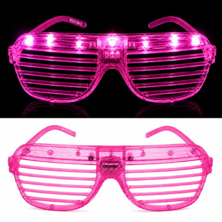 LED Işıklı Panjur Parti Gözlüğü Pembe Renk Shutter Gözlük -MİRAYLİFE