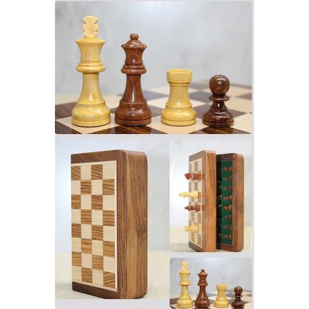 Mıknatıs Taşlı Ahşap Katlanabilir Kutulu Satranç Oyunu 17.5 Cm G611 -MİRAYLİFE