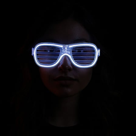 Beyaz Led Işıklı Parti Gözlüğü - Neon Glow Şerit Gözlük 3 Modlu -MİRAYLİFE