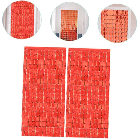 Ekstra Metalize Kırmızı Renk Disko Dikdörtgen Kesim Kapı Perdesi Dekorasyon 1x2 Metre -MİRAYLİFE