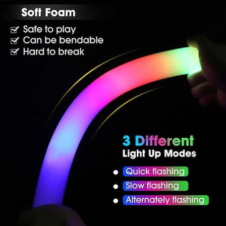 Led Işıklı Rengarenk Sünger Parti Çubuk Işıklı Kauçuk Sopa 46 cm -MİRAYLİFE