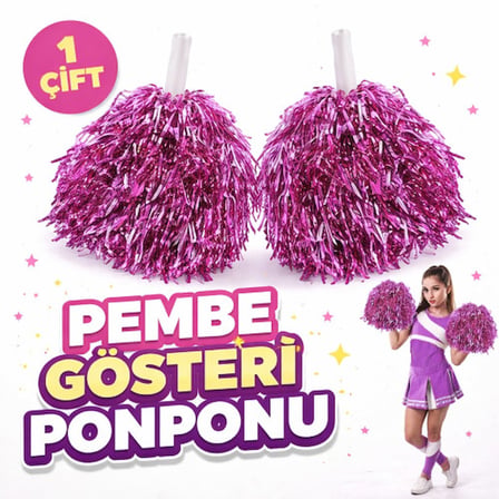 1 Çift ( 2 Adet ) Pembe Renk 23 Nisan 19 Mayıs 29 Ekim Okul Gösteri Ponponları Ekstra Dolgun -MİRAYLİFE
