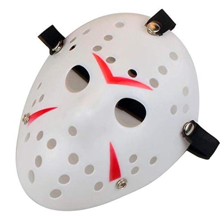 Beyaz Renk Kırmızı Çizgili Tam Yüz Hokey Jason Maskesi Hannibal Maskesi -MİRAYLİFE