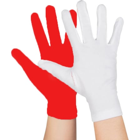 Gösteriler İçin 1 Çift Kırmızı Beyaz Pandomim Eldiveni Çocuk Boy -MİRAYLİFE
