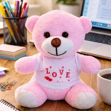 Toptan Love Tişörtlü Pembe Ayıcık -MİRAYLİFE