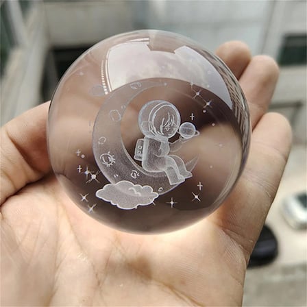 Toptan Ayda Oturan Astronot Temalı Işıklı Cam Küre -MİRAYLİFE