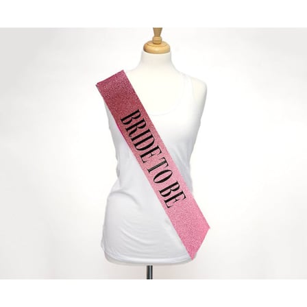 Pembe Üzeri Siyah Büyük Bride To Be Yazılı Simli Işıltılı Kuşak Kemer 10 cm Genişlik -MİRAYLİFE