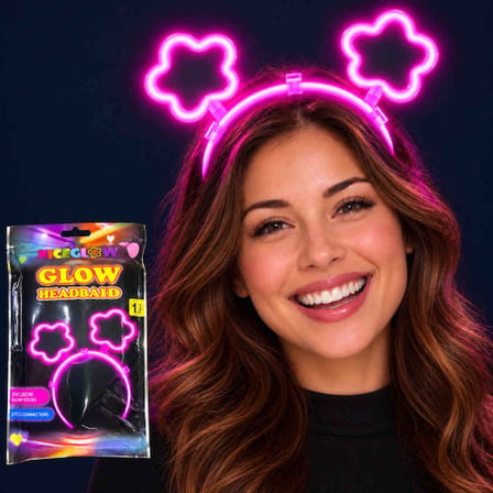 Glow Neon Işıklı Papatya Şekilli Pembe Glow Taç -MİRAYLİFE