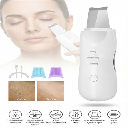 ULTRASONIC SİYAH NOKTA  AKNE SPATULA ŞARJLI CİLT TEMİZLEYİCİ -MİRAYLİFE