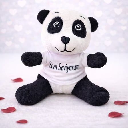 Toptan Seni Seviyorum Tişörtlü Sevimli Peluş Panda -MİRAYLİFE