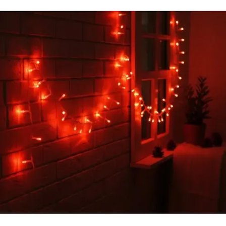 10m 100 Led Damla Uçlu Kırmızı Işık Şeffaf Kablo -MİRAYLİFE