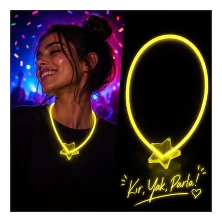 Glow Yıldız Kolye Neon Fosforlu Işıklı Kolye Sarı Renk -MİRAYLİFE