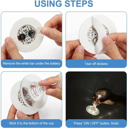 Işıklı Yapışkanlı Bardak Altı Aparatı Ledli 3 Modlu 6 cm Çap 1 Adet -MİRAYLİFE