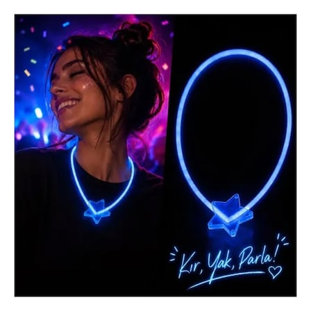 Glow Yıldız Kolye Neon Fosforlu Işıklı Kolye Mavi Renk -MİRAYLİFE