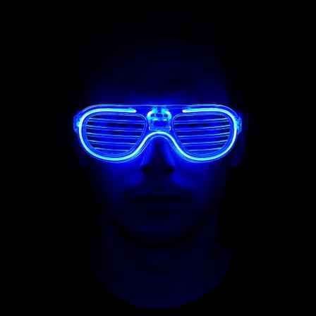 Mavi Led Işıklı Parti Gözlüğü - Neon Glow Şerit Gözlük 3 Modlu -MİRAYLİFE