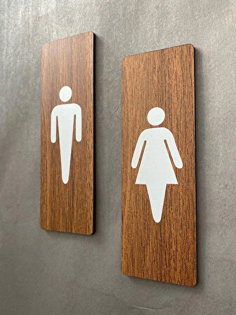 Ceviz Mdf Serisi Wc Kadın&Erkek Set Yönlendirme Levhası