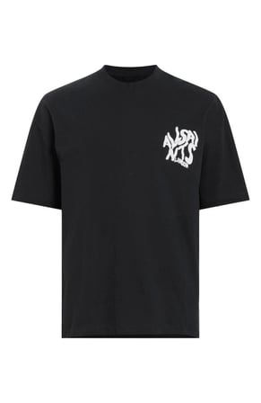 Erkek Baskılı Oversize T-shirt - Siyah