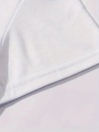 Baskılı Oversize Bisiklet Yaka T-shirt - Beyaz