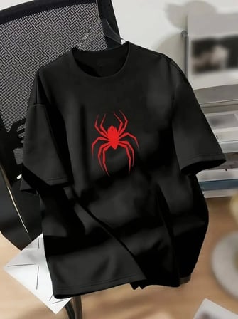Baskılı Oversize Bisiklet Yaka T-shirt Siyah Siyah M