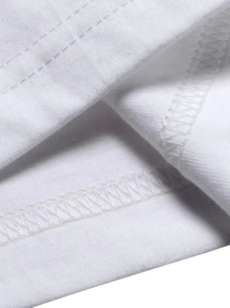 Baskılı Oversize Bisiklet Yaka T-shirt - Beyaz
