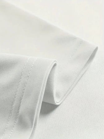 Baskılı Oversize Bisiklet Yaka T-shirt - Beyaz