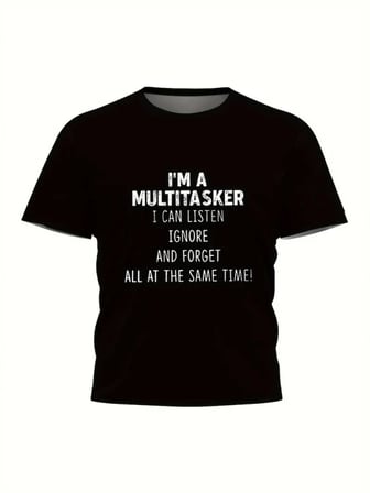 Baskılı Oversize Bisiklet Yaka T-shirt - Siyah