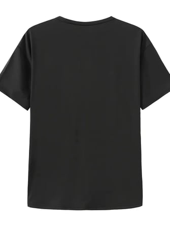 Baskılı Oversize Bisiklet Yaka T-shirt - Siyah Siyah S