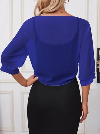Kadın Truvakar Kol Önden Bağlamalı Kısa Şifon Bolero Ceket