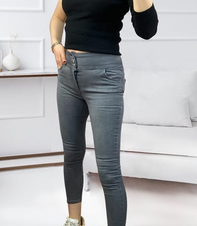Yüksel Bel Likralı Kot Pantolon (Gri) Gri 30