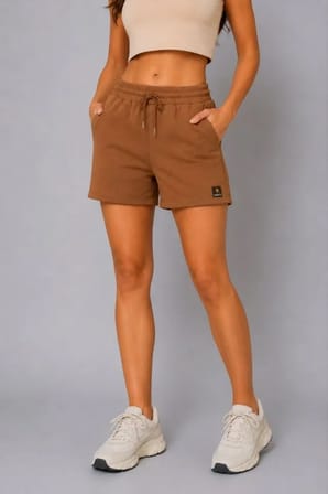 Dokuma Kumaş Cepli Bağcıklı Regular Fit Yazlık Şort Kahverengi