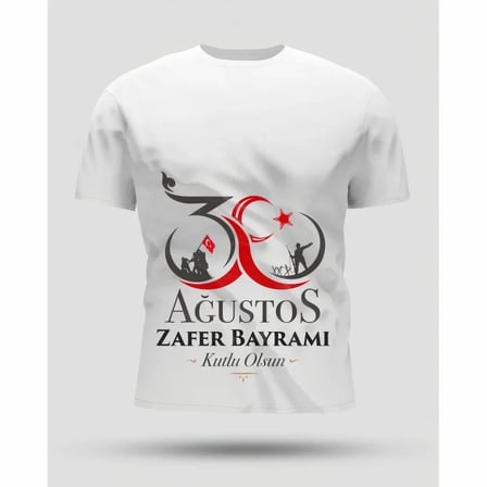 30 Ağustos Zafer Bayramı Baskılı Oversize Bisiklet Yaka T-shirt