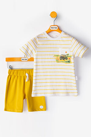Arabalı Erkek Bebek alt ust Takım Şortlu Erkek Bebek Takım İkili Erkek Çocuk Takım Erkek Bebek Giyim