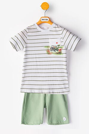 Arabalı Erkek Bebek alt ust Takım Şortlu Erkek Bebek Takım İkili Erkek Çocuk Takım Erkek Bebek Giyim