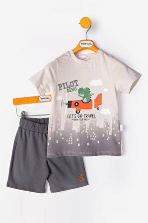 Dinazor Erkek Bebek alt ust Takım Şortlu Erkek Bebek Takım İkili Erkek Çocuk Takım Erkek Bebek Giyim