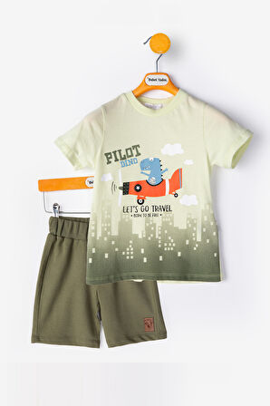 Dinazor Erkek Bebek alt ust Takım Şortlu Erkek Bebek Takım İkili Erkek Çocuk Takım Erkek Bebek Giyim